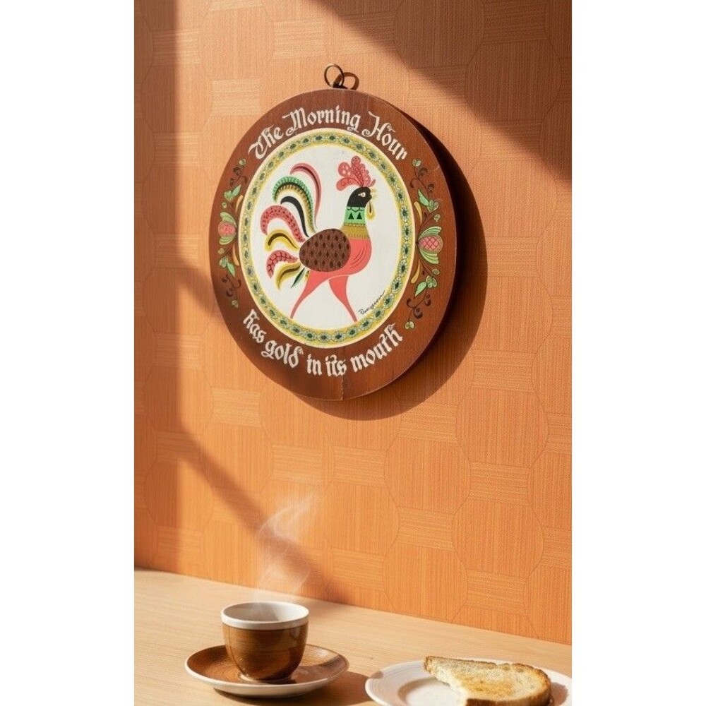 Berggren Trayner Wood Plaque Bread Board Wall Hanging 1963 Vintage Rooster